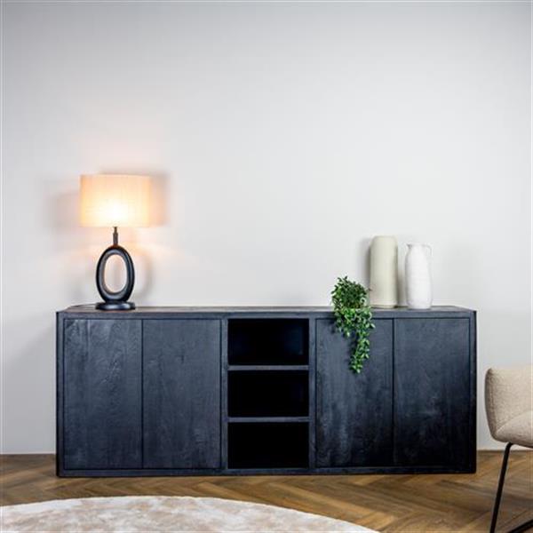 Grote foto dressoir tenna zwart mangohout 220 cm huis en inrichting eettafels