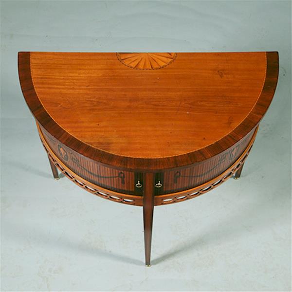 Grote foto demi lune louis seize stijl met jalousie deuren en uitzonderlijk fijn inlegwerk ca 1900 no.270145 antiek en kunst stoelen en banken