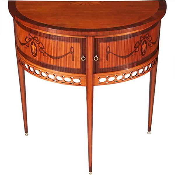 Grote foto demi lune louis seize stijl met jalousie deuren en uitzonderlijk fijn inlegwerk ca 1900 no.270145 antiek en kunst stoelen en banken