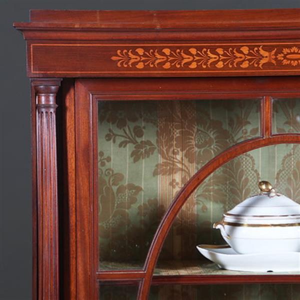 Grote foto franse vitrine met lade en gesloten deurtje prachtig ingelegd verstelbare planken ca. 1875 no.27011 antiek en kunst stoelen en banken
