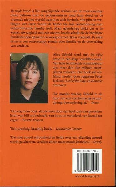 Grote foto alice sebold de wijde hemel boeken literatuur