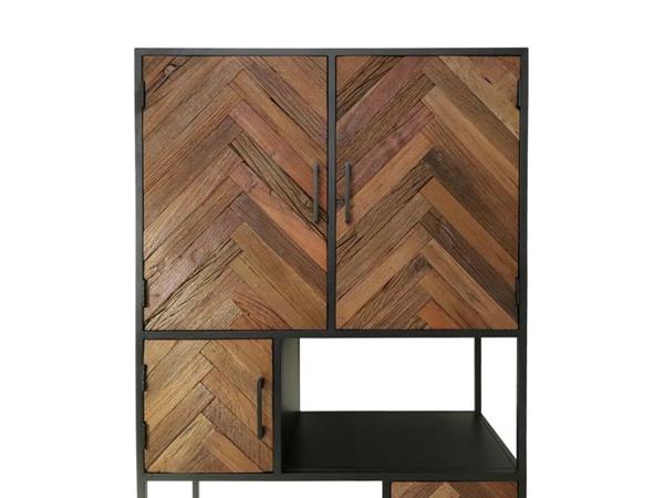 Grote foto hsm collection wandkast verona 4 deur 4 la 100x40x200 bruin zwart mango metaal huis en inrichting eettafels