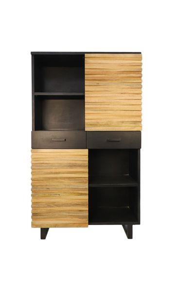 Grote foto wandkast lille 2 deur 2 la 110x45x190 zwart metaal naturel acacia huis en inrichting eettafels