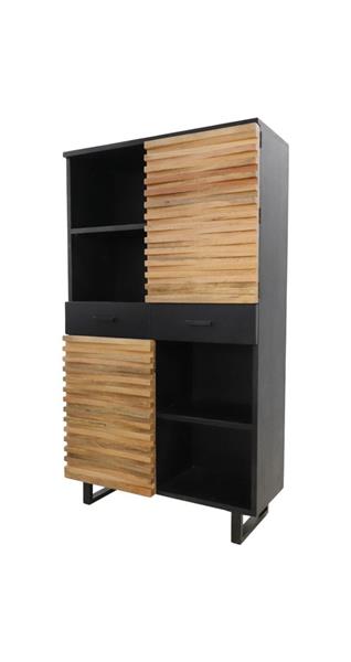 Grote foto wandkast lille 2 deur 2 la 110x45x190 zwart metaal naturel acacia huis en inrichting eettafels