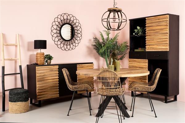 Grote foto wandkast lille 2 deur 2 la 110x45x190 zwart metaal naturel acacia huis en inrichting eettafels