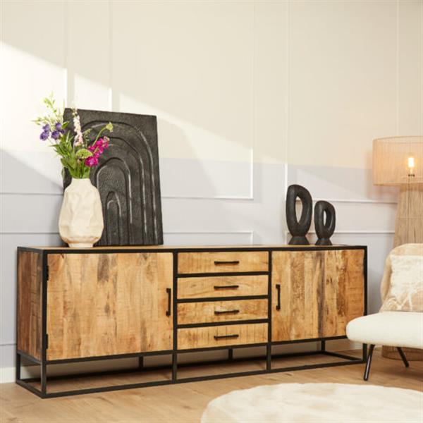 Grote foto dressoir denver mangohout 210 cm huis en inrichting eettafels