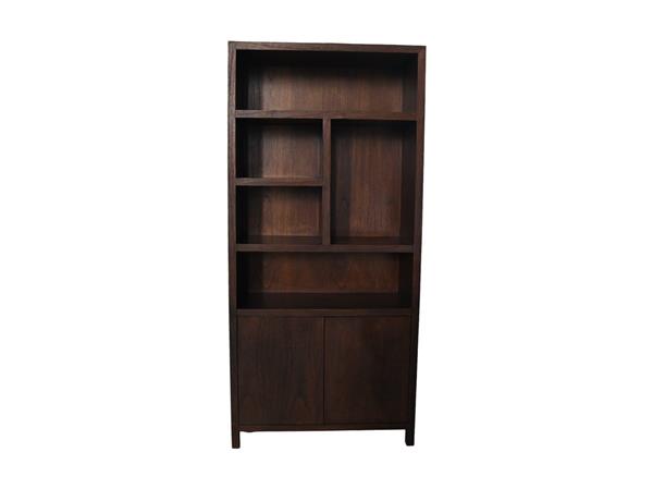 Grote foto wandkast hangu 5 vakken links 215 cm teak fineer bruin huis en inrichting eettafels