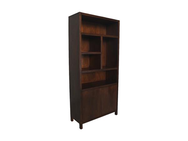 Grote foto wandkast hangu 5 vakken links 215 cm teak fineer bruin huis en inrichting eettafels