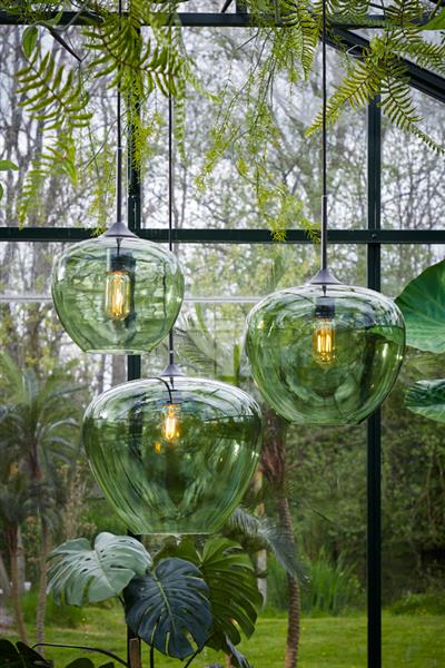 Grote foto hanglamp mayson 40x34 cm glas groen mat zwart huis en inrichting eettafels
