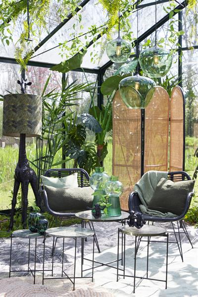 Grote foto hanglamp mayson 40x34 cm glas groen mat zwart huis en inrichting eettafels