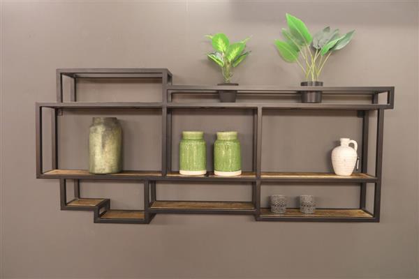 Grote foto wandrek sevilla 160x70x16 cm mangohout metaal actie huis en inrichting eettafels
