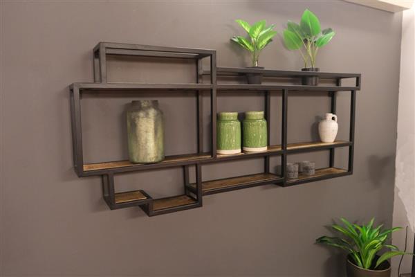 Grote foto wandrek sevilla 160x70x16 cm mangohout metaal actie huis en inrichting eettafels