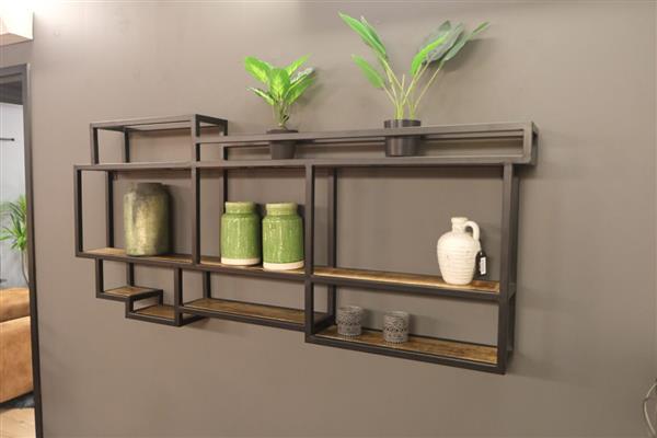 Grote foto wandrek sevilla 160x70x16 cm mangohout metaal actie huis en inrichting eettafels