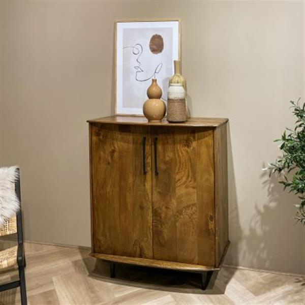 Grote foto opberg wijnkast elias 90x45x108 cm mangohout huis en inrichting eettafels