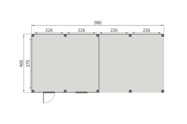 Grote foto overkapping base serie 5 douglas 1000 x 400 cm tuin en terras tuinhuisjes en blokhutten