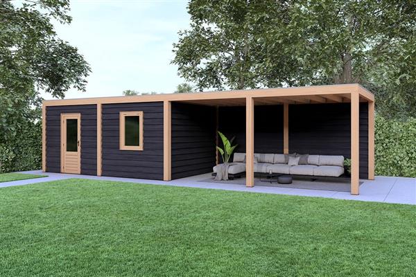 Grote foto overkapping base serie 5 douglas 1000 x 300 cm tuin en terras tuinhuisjes en blokhutten