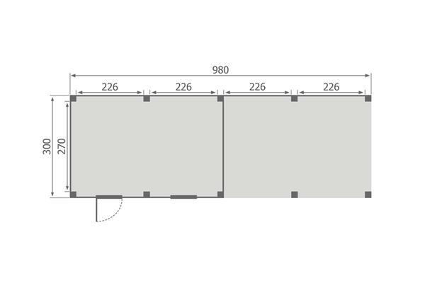 Grote foto overkapping base serie 5 douglas 1000 x 300 cm tuin en terras tuinhuisjes en blokhutten