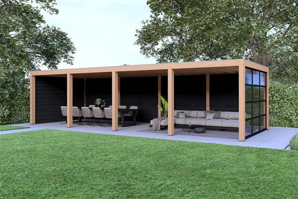 Grote foto overkapping base serie 3 douglas 1200 x 400 cm tuin en terras tuinhuisjes en blokhutten