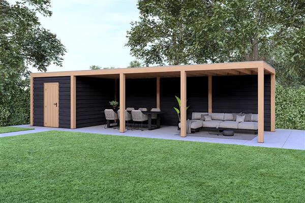 Grote foto overkapping base serie 4 douglas 1000 x 300 cm tuin en terras tuinhuisjes en blokhutten