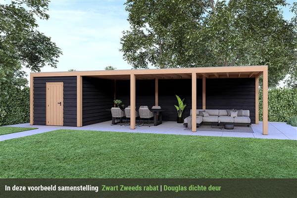 Grote foto overkapping base serie 4 douglas 1000 x 300 cm tuin en terras tuinhuisjes en blokhutten