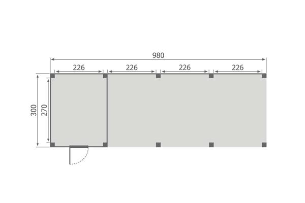 Grote foto overkapping base serie 4 douglas 1000 x 300 cm tuin en terras tuinhuisjes en blokhutten