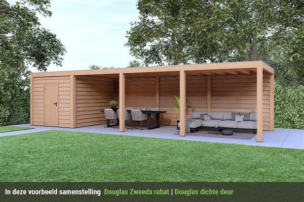Grote foto overkapping base serie 4 douglas 1000 x 300 cm tuin en terras tuinhuisjes en blokhutten