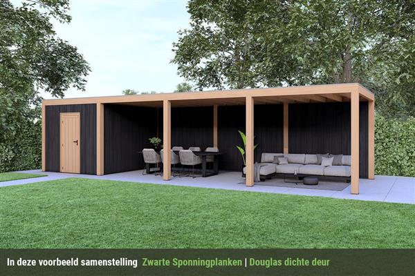 Grote foto overkapping base serie 4 douglas 1000 x 300 cm tuin en terras tuinhuisjes en blokhutten