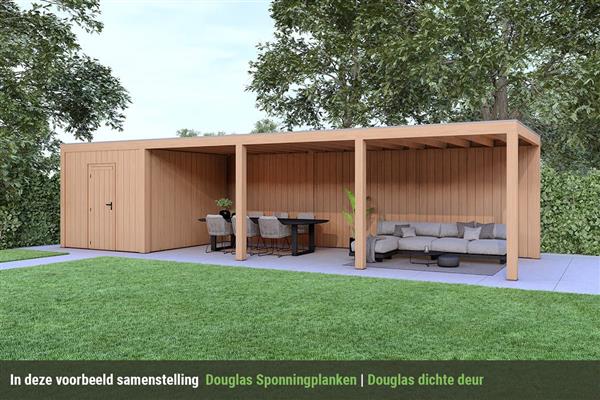 Grote foto overkapping base serie 4 douglas 1000 x 300 cm tuin en terras tuinhuisjes en blokhutten