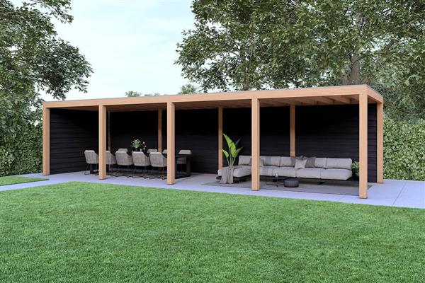 Grote foto overkapping base serie 2 douglas 1200 x 300 cm tuin en terras tuinhuisjes en blokhutten