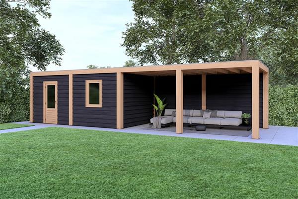 Grote foto overkapping slim serie 5 douglas 1200 x 300 cm tuin en terras tuinhuisjes en blokhutten