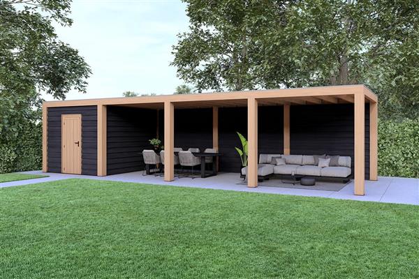 Grote foto overkapping slim serie 4 douglas 1200 x 400 cm tuin en terras tuinhuisjes en blokhutten