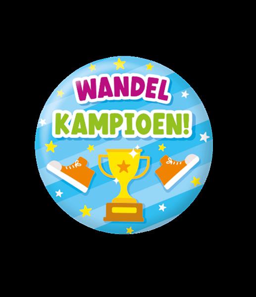 Grote foto blauwe button wandelkampioen 5 5cm verzamelen overige verzamelingen