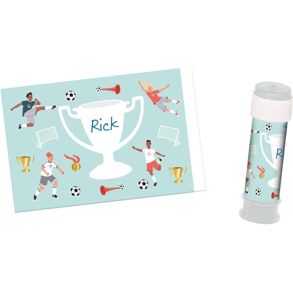Grote foto voetbal stickers voor bellenblaasflesjes 11cm 6st verzamelen overige verzamelingen