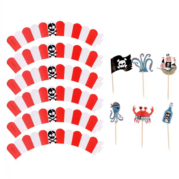 Grote foto piraat cupcake toppers met cupcake wikkels 6st verzamelen overige verzamelingen