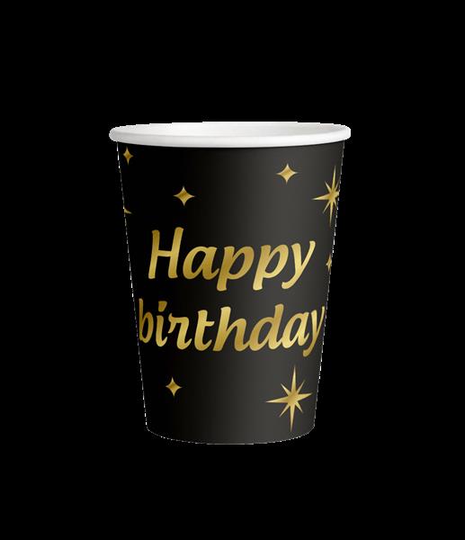 Grote foto happy birthday bekers zwart goud 9cm 8st verzamelen overige verzamelingen