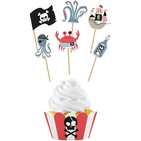 Grote foto piraat cupcake toppers met cupcake wikkels 6st verzamelen overige verzamelingen