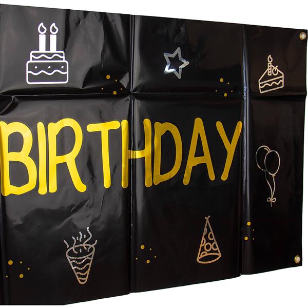 Grote foto happy birthday banner zwart goud 1 6m verzamelen overige verzamelingen