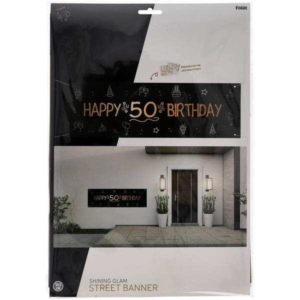 Grote foto happy birthday banner zwart goud 1 6m verzamelen overige verzamelingen
