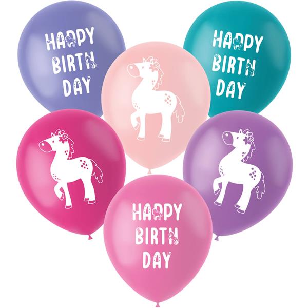Grote foto happy birthday ballonnen paarden 33cm 6st verzamelen overige verzamelingen