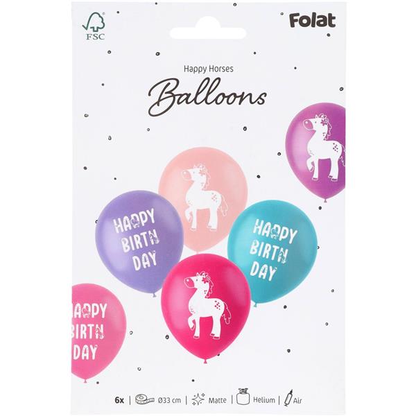 Grote foto happy birthday ballonnen paarden 33cm 6st verzamelen overige verzamelingen