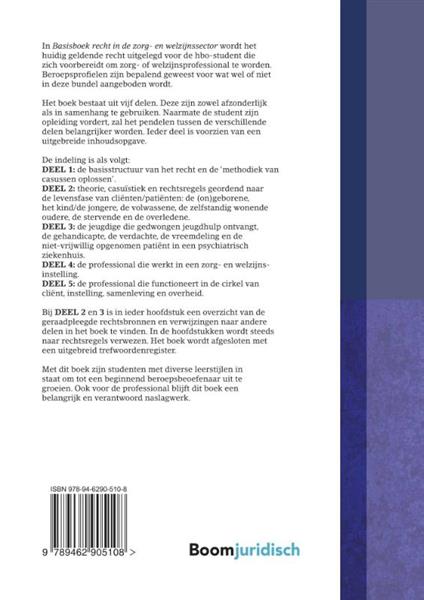 Grote foto basisboek recht in de zorg en welzijnssector 2018 2019 boeken studieboeken