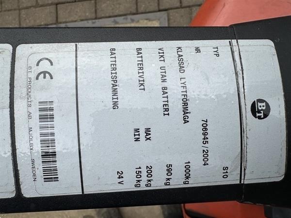 Grote foto vs 22080 elektrische stapelaar bt s10 3300mm accu204 doe het zelf en verbouw hefwerktuigen