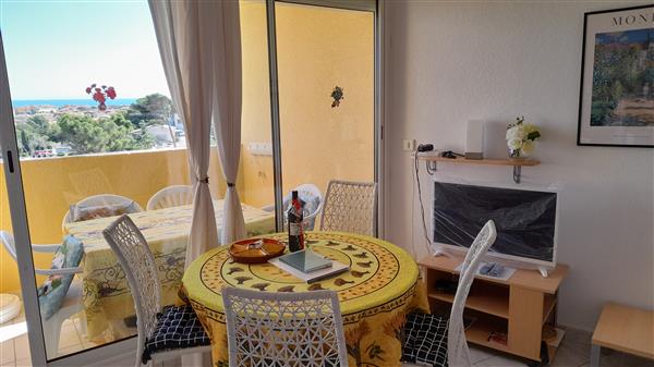 Grote foto wifi app. panorama zeezicht in narbonne plage vakantie frankrijk