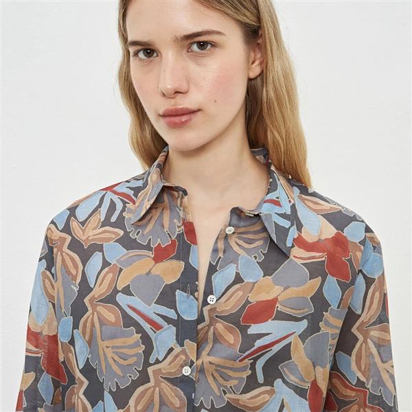 Grote foto massimo alba blouse katoen linnen anna dessin maat xxl kleding dames blouses