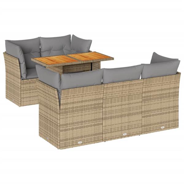 Grote foto vidaxl 6 delige loungeset met kussens poly rattan beige tuin en terras tuinmeubelen