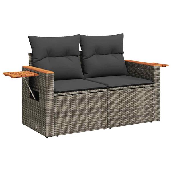 Grote foto vidaxl 7 delige loungeset met kussens poly rattan grijs tuin en terras tuinmeubelen
