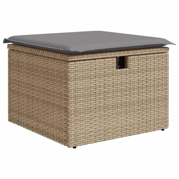 Grote foto vidaxl 7 delige loungeset met kussens poly rattan beige tuin en terras tuinmeubelen