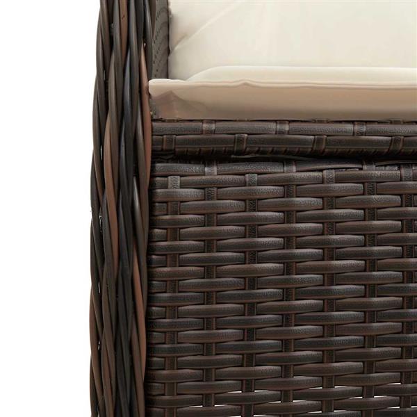 Grote foto vidaxl 3 delige bistroset met kussens poly rattan bruin tuin en terras tuinmeubelen