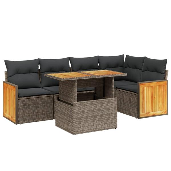Grote foto vidaxl 6 delige loungeset met kussens poly rattan beige tuin en terras tuinmeubelen