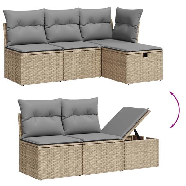 Grote foto vidaxl 7 delige loungeset met kussens poly rattan gemengd beige tuin en terras tuinmeubelen